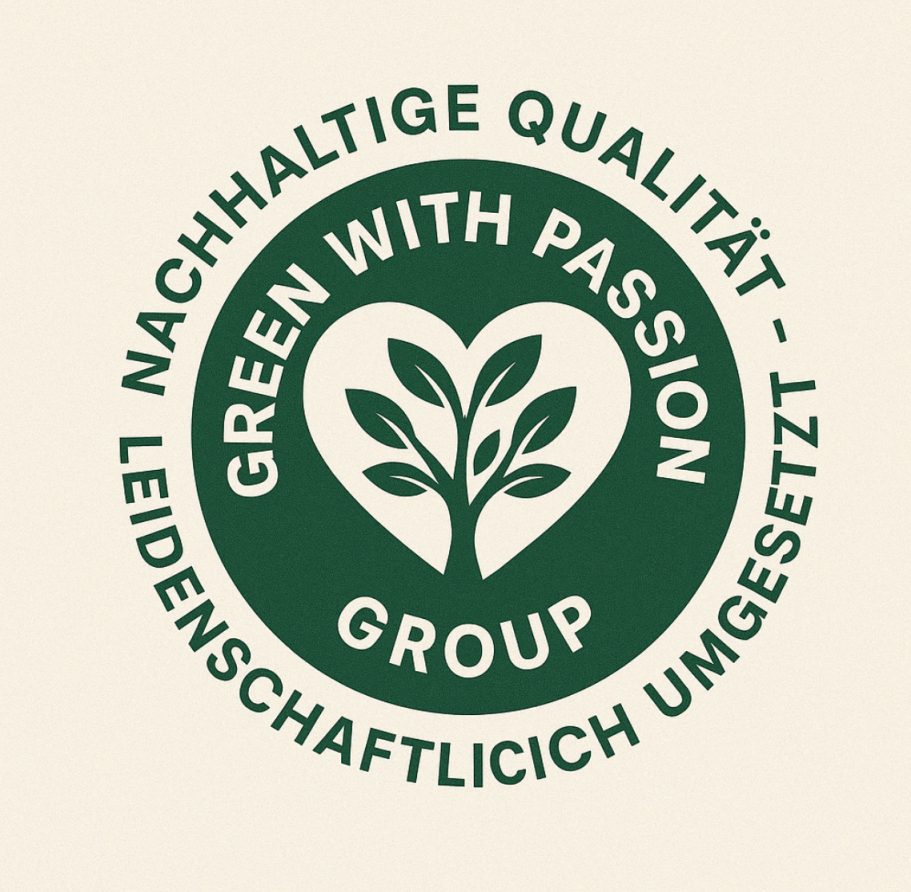 Firmenlogo der Green with Passion Group – vielseitiges Dienstleistungsunternehmen für Gebäudereinigung, Gartenbau, Transport und mehr